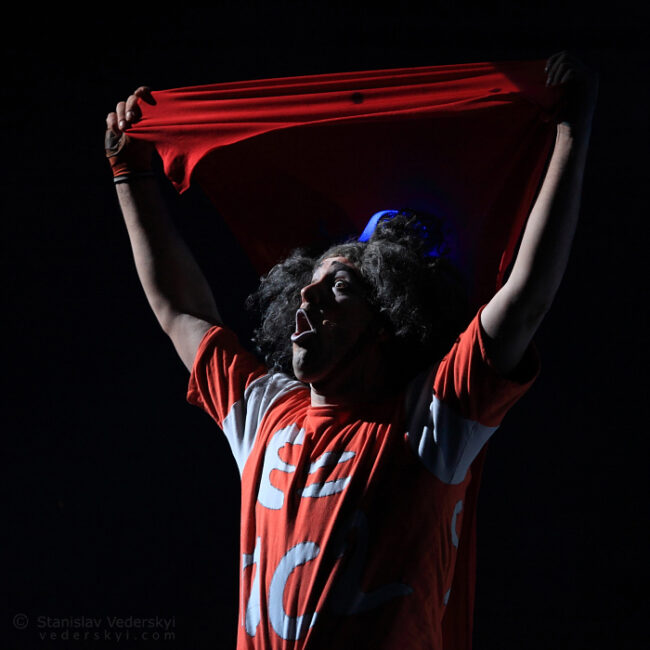 artist clown performing in ice show