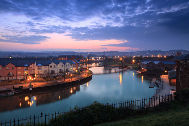 Sunset photo of small town in UK
