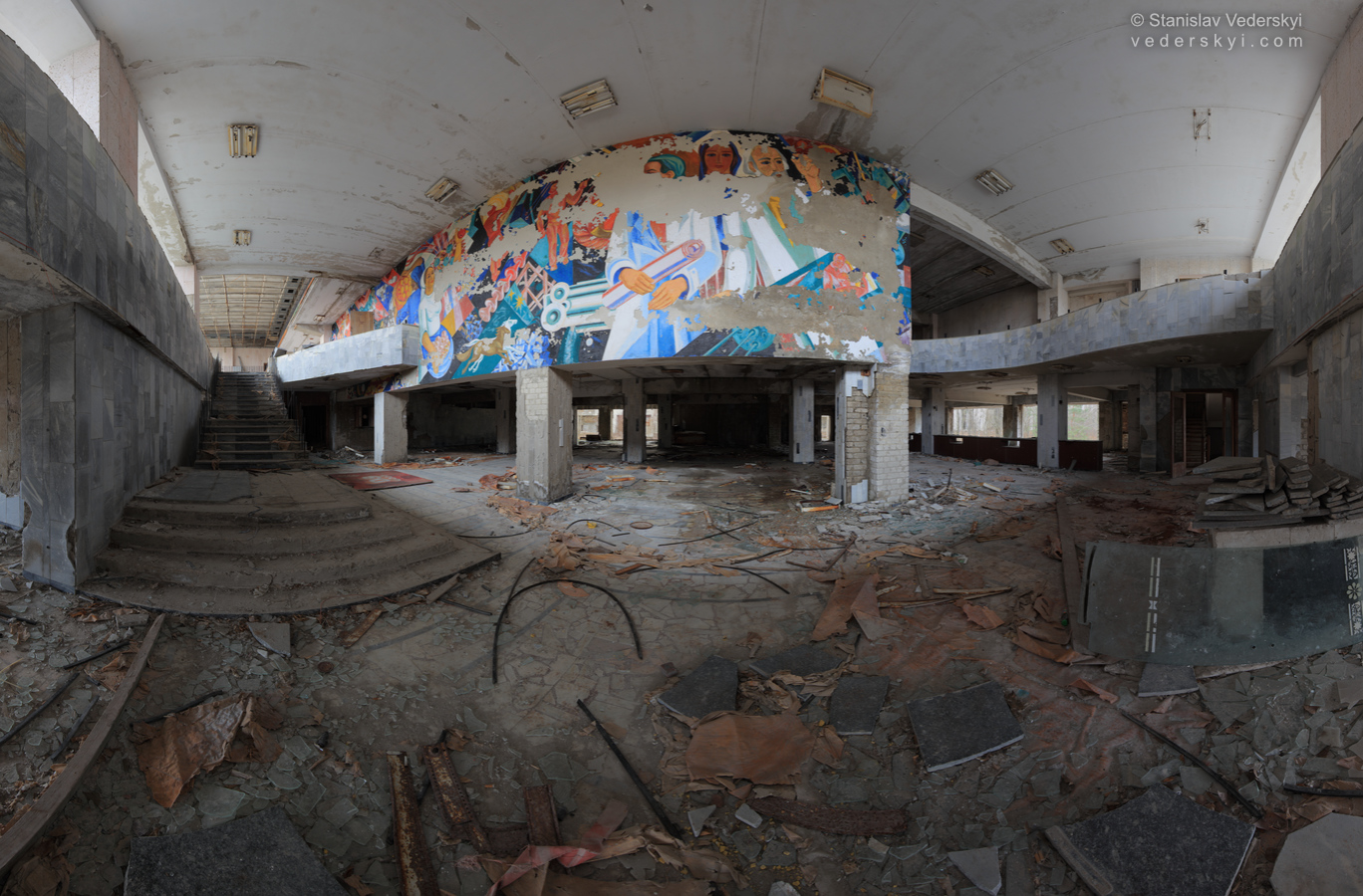 Pripyat-Energetic-Foyer-1-1300×900 Chernobyl zone Multirow panoramic photograph shot in 2012 inside decayed Palace of culture