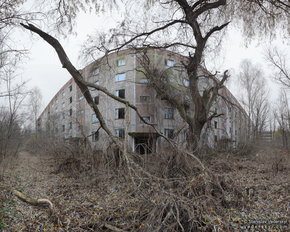 Pripyat-Old-Yard-1-1000 Chernobyl zone Multirow panorama of derelict